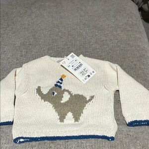 Zara Cream Sweater with Elephant Design